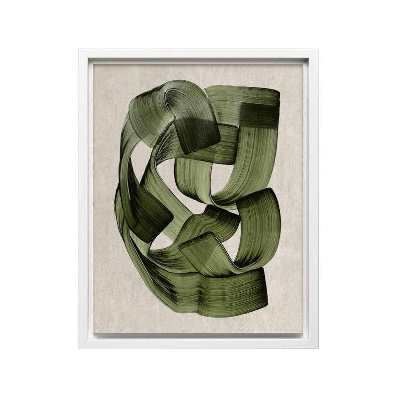 Green Abstraction, Canvas, 24"H x 32"W, White Framed