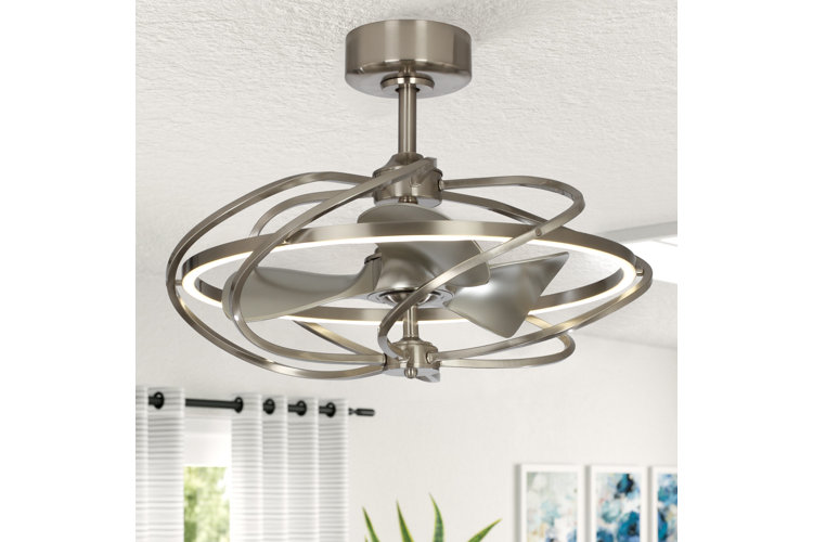 Velarde 3 - Blade LED Caged Ceiling Fan with Remote Control and Light Kit Included