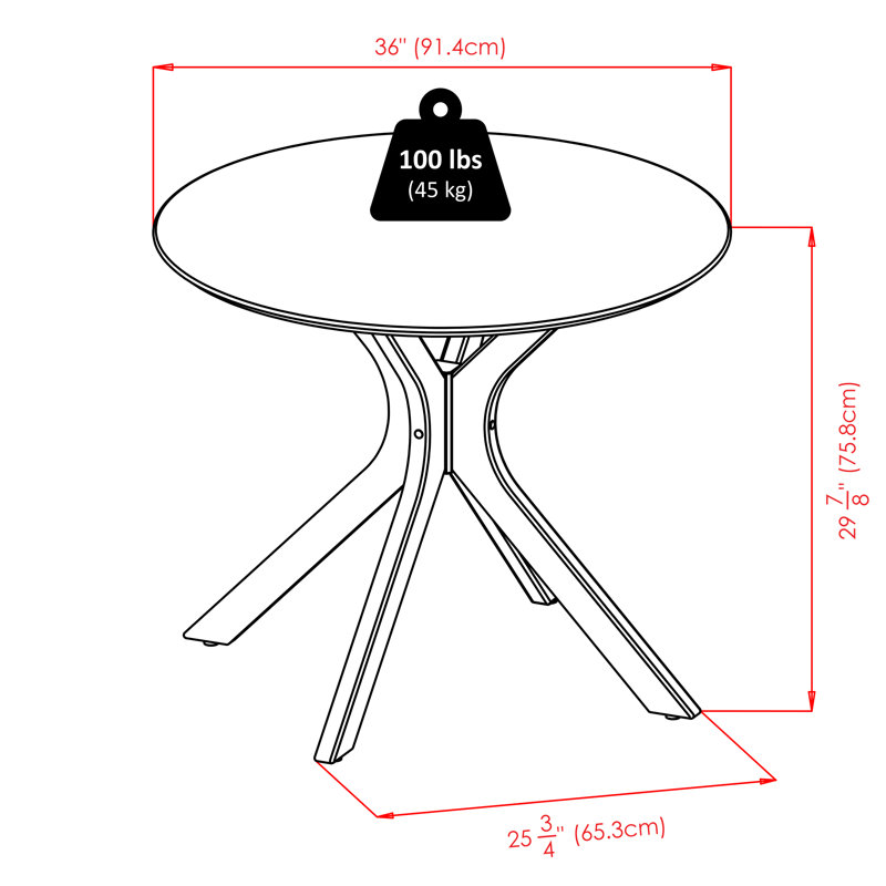 Table de salle à manger Darrell avec pieds évasés, finition noyer avec 4 chaises de salle à manger Pauline
