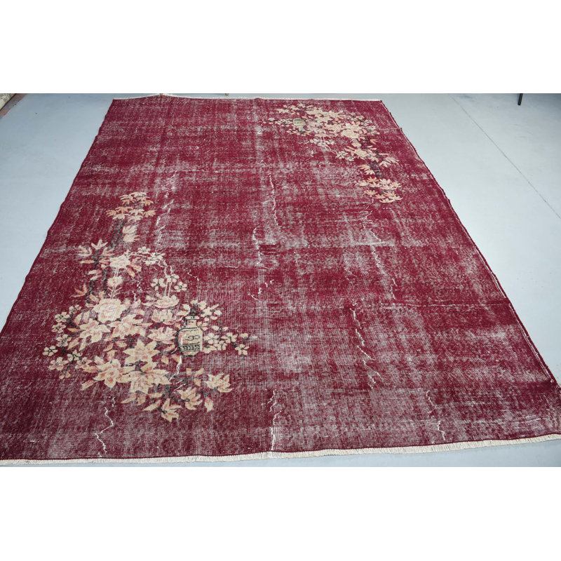 Tapis turc rétro fabriqué à la main avec motif floral parfait pour le salon et la chambre à coucher