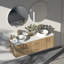 Meuble-lavabo mural 60 po avec comptoir en pierre de quartz blanc et double vasque ronde en céramique