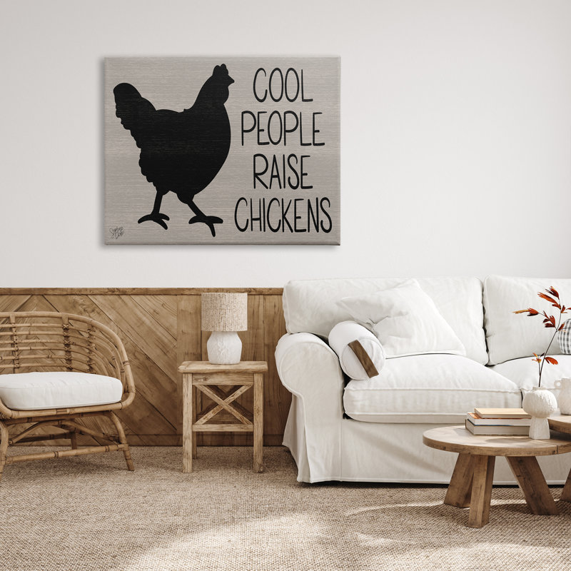 «Cool People Raise Chickens Sign Floater» par Stephanie Dicks, H 36 po x l 48 po x P 1,5 po, Toile tendue