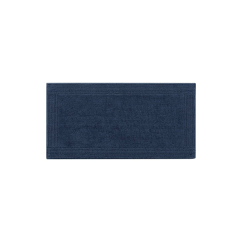 Splendor Navy 100% Cotton Tufted 3000 GSM Reversible 24x44'' Bath Rug, 24" W x 44" L, Navy