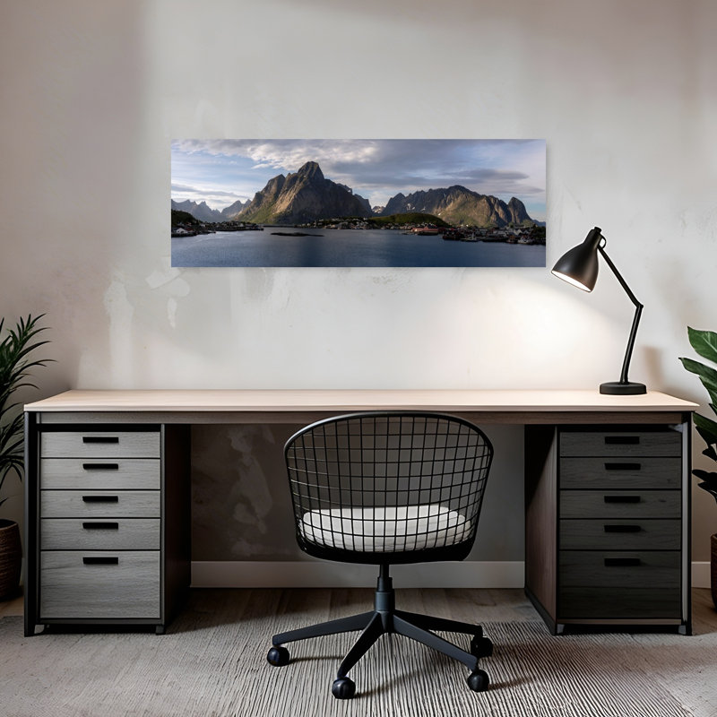 Art mural paysage côtier norvégien, H 36 po x l 12 po