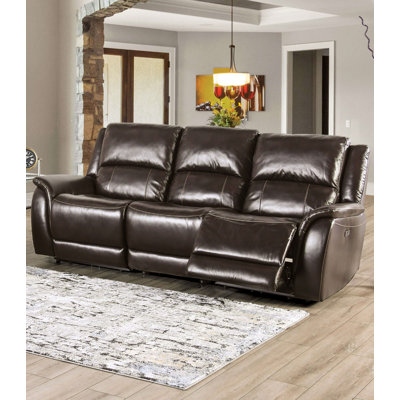 92.4" W Transitional Power Sofa, Espresso