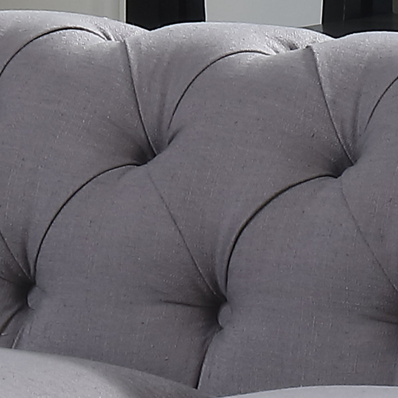 Canapé Chesterfield à accoudoirs roulés 85 po, Gris
