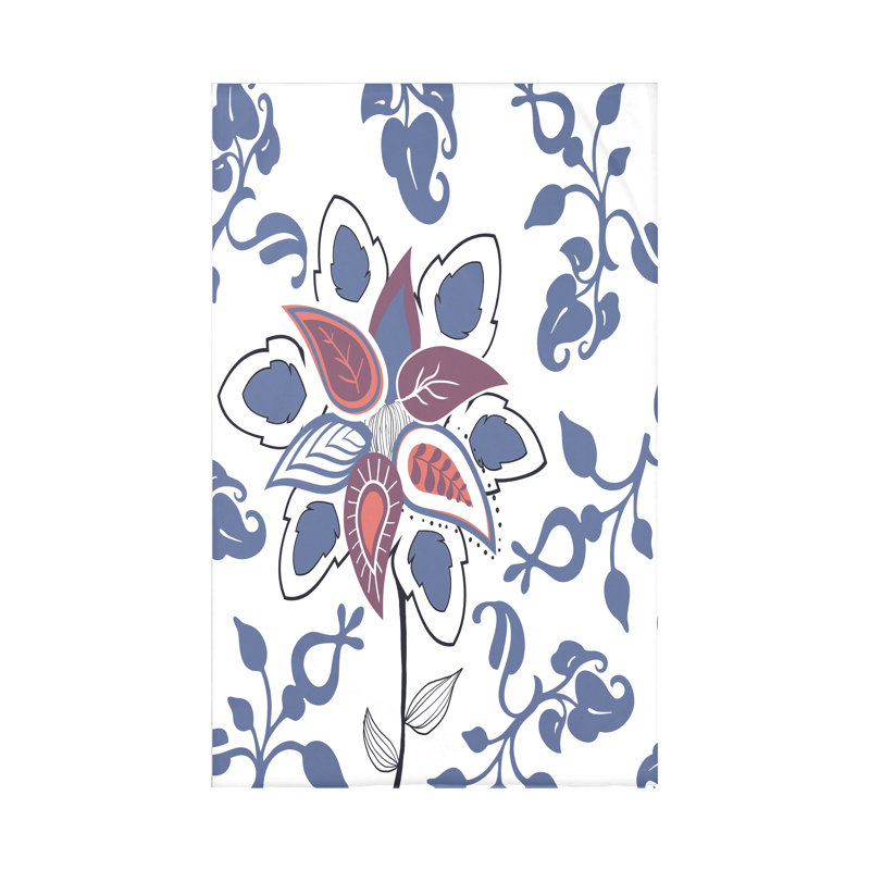 Jeté en molleton Botanical Blooms, L 60 po x l 50 po x P 0,5 po, Bleu