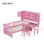 Lit simple en bois avec bureau productif, chaise exquise et bibliothèque intégrée, rose réglable-102025597
