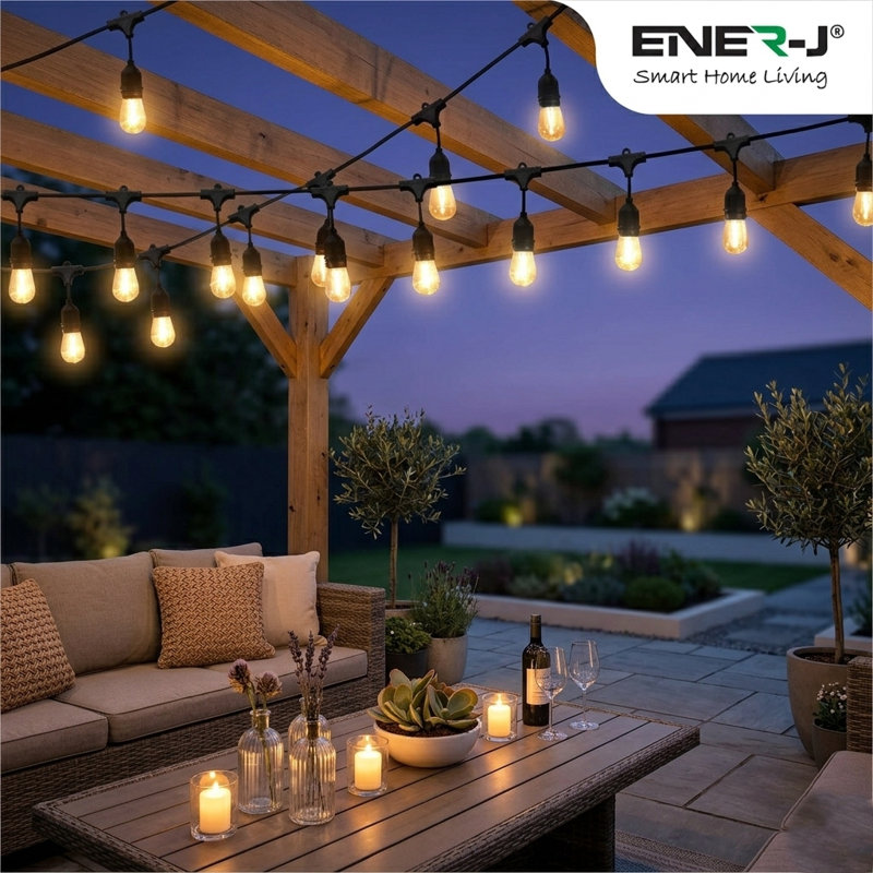 Ener-J LED Filament Festoon String Light Kit 10.2m Warm White includes 10 x 2W Filament LED Lamps