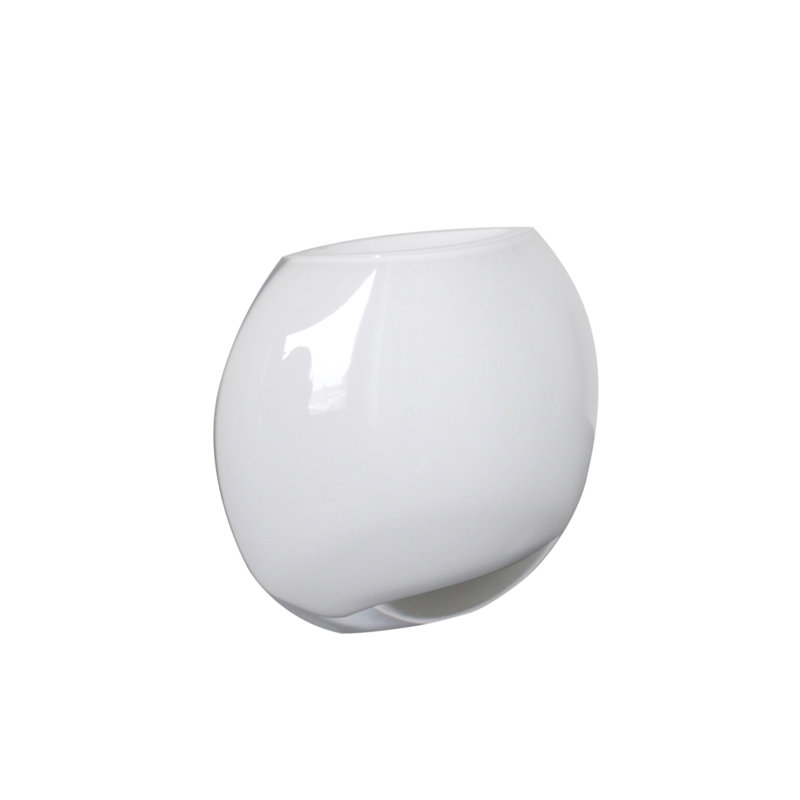 Cialan Glass Table Vase, 8.5" H x 10.25" W x 4" D, White
