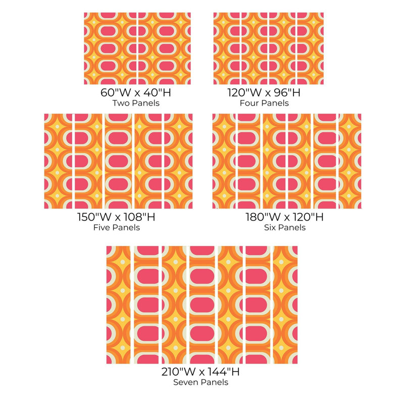 Murale pelez et collez de qualité supérieure - Motif rétro, L 120 po x L 96 po