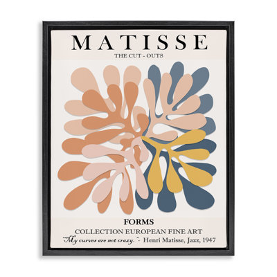 Classical Matisse Cut Out Forms Black Framed Floater Canvas Wall Art by Ros Ruseva