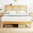 Bed Frame with Natural Rattan Headboard, Platform Bed Frame with Storage Headboard, Mattress Foundation, Noise-Free, No Box Spring Needed-694326960