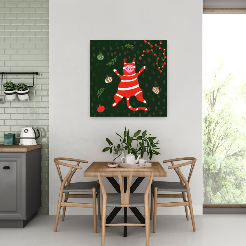 Art contemporain noir avec des animaux, H 32 po x l 32 po