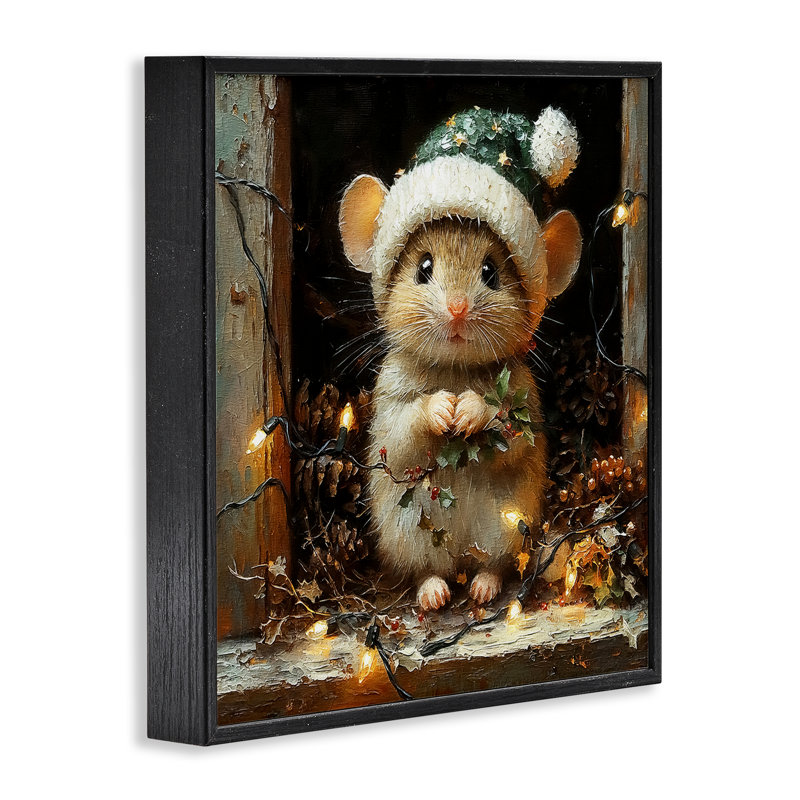 Souris de grange avec lumières de Noël, estampe numérique, conception de Riley B, H 24 po x l 24 po