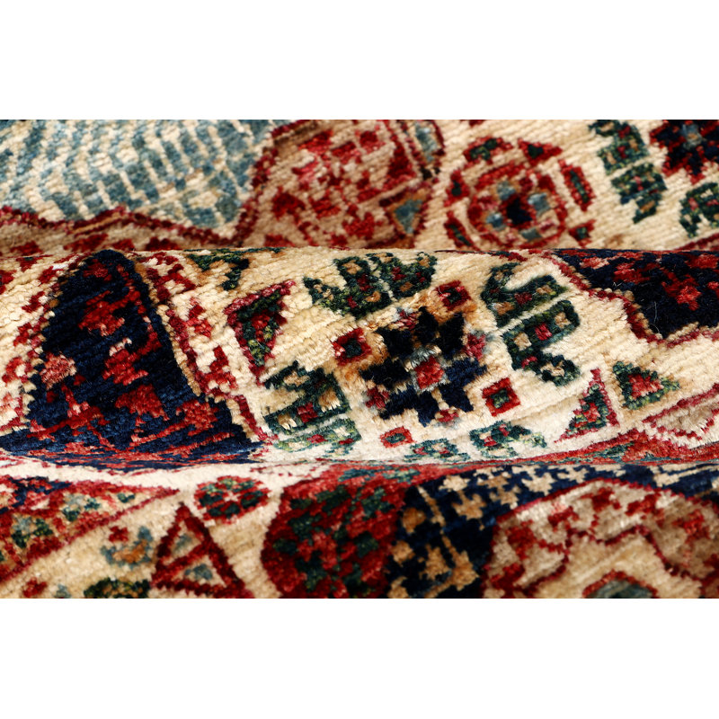 Aryana Hand-Knotted High-Quality Ivory/Red/Navy/Green Runner