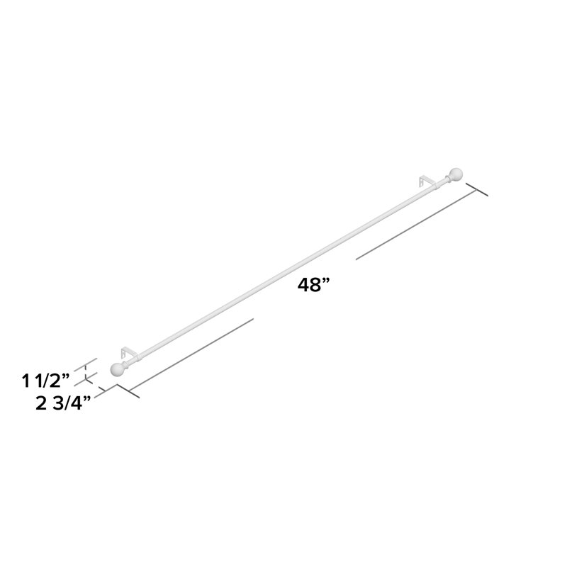 Tringle à rideaux simple ajustable 0,62 po Desjardins, 28 po - L 48 po, Nickel satiné