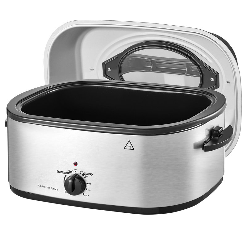 Electric Roaster Oven, 22 Qt 1450W, Turkey Roasting Pan with Viewing Lid, Adjustable Heat 150-450°F, Countertop Cooker with Defrost and Warm Options, Includes Removable Pan and Rack