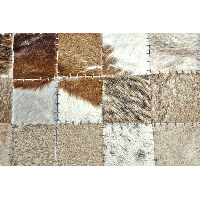 Adans Cowhide Geometric Indoor Rug, Rectangle 6' x 9'