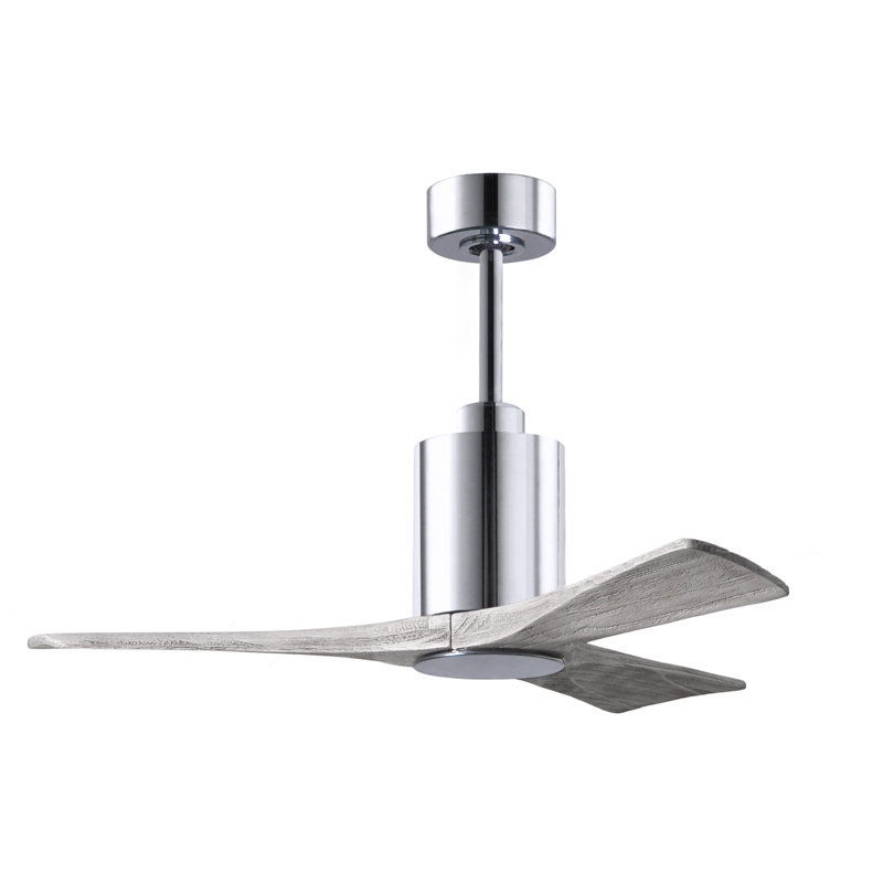 Patricia LED Downrod Ceiling Fan, Polished Chrome, Barn Wood Tone, 42"