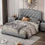 Structure de lit tapissier grand avec rivet - tête de lit en velours ornée, confortable et élégante, tête de lit moderne de 700 lb, velours gris, structure en contreplaqué, support