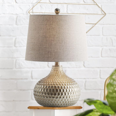 Contemporary Led Table Lamp With Honeycomb Design, Includes Energy-Saving Led Bulb, Perfect For Bedroom, Living Room, Office, Or College Dorm
