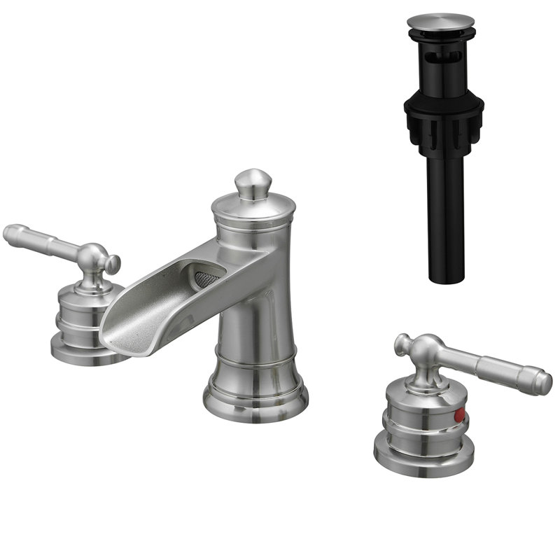 Bathroom Faucets For Sink 3 Hole 8 Inch Widespread Bathroom Sink Faucet With Pop Up Drain Double Lever Handle Faucet Bathroom Vanity Faucet Basin Mixer Tap Faucet With Hose