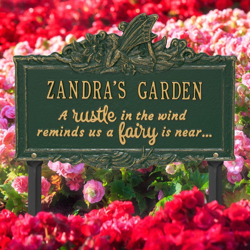 My Fairy Garden Personalized Lawn Plaque, Green/Gold, Yes