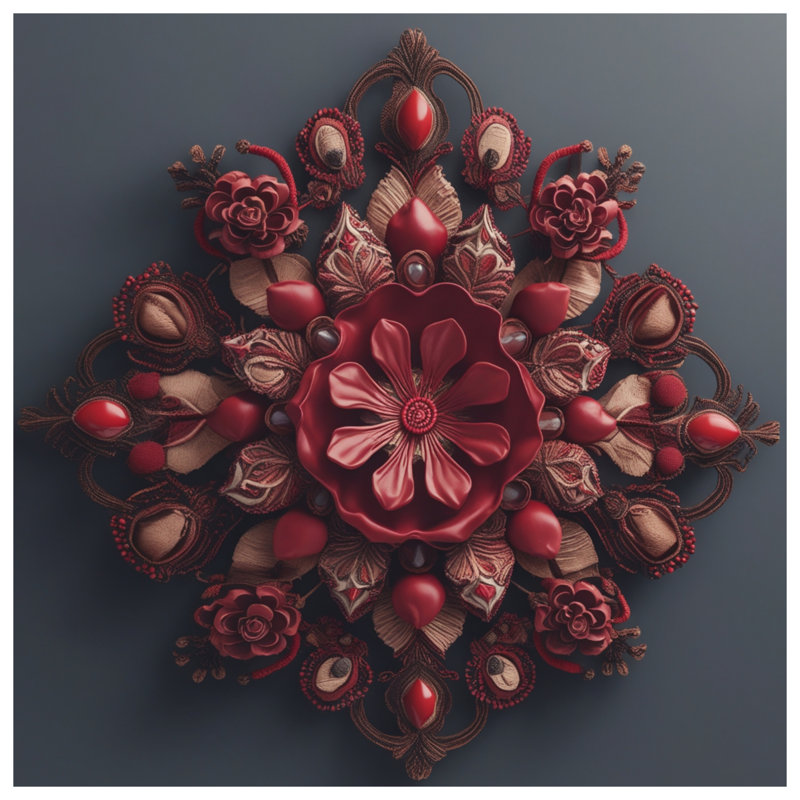 Couvertures de mandala rouges complexes, L 50 po x H 60 po