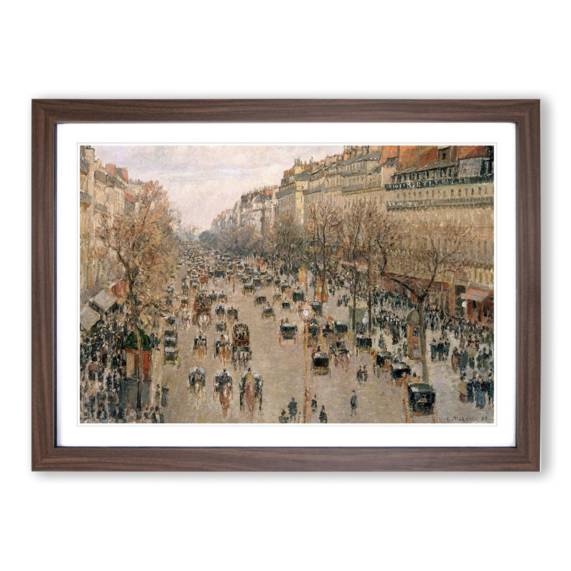 Boulevard Montmartre Vol.4 by Camille Pissarro - Framed Print, 48cm H x 65cm W x 2cm D, Walnut