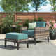 Spring Patio Chair with Cushions and Ottoman