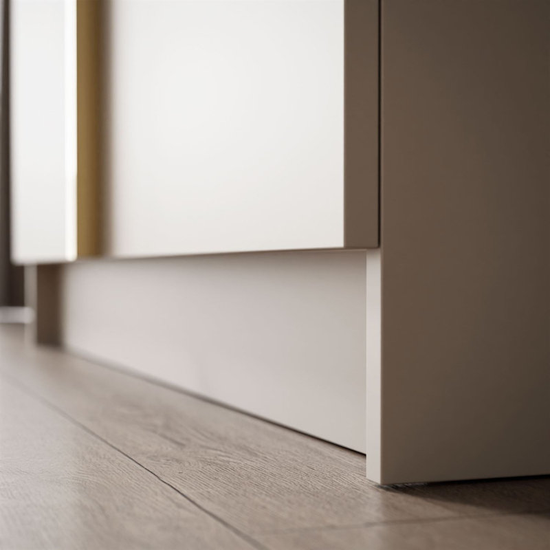 2 Door Manufactured Wood Wardrobe, gold chrome handles