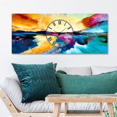 Horloge murale élégante 19,7 po x 47,2 po | Face 100% coton, cadre 100% bois (épaisseur: 1,2 po) | Décoration élégante et sans PVC - parfaite pour le salon, le bureau ou la chambre à coucher