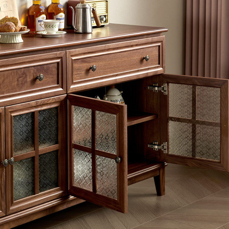 Buffet de rangement rétro entièrement en bois massif, H 35,43 po x l 62,99 po x P 16,53 po