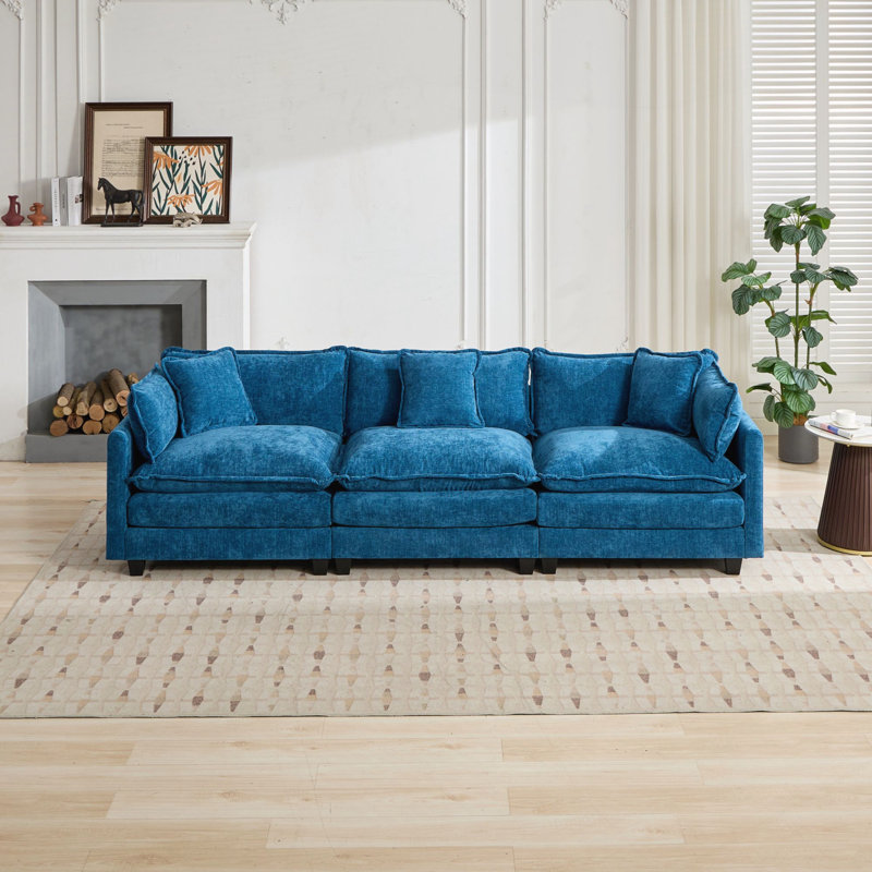 Canapé modulaire moderne pour salon, chambre à coucher et appartement, Bleu
