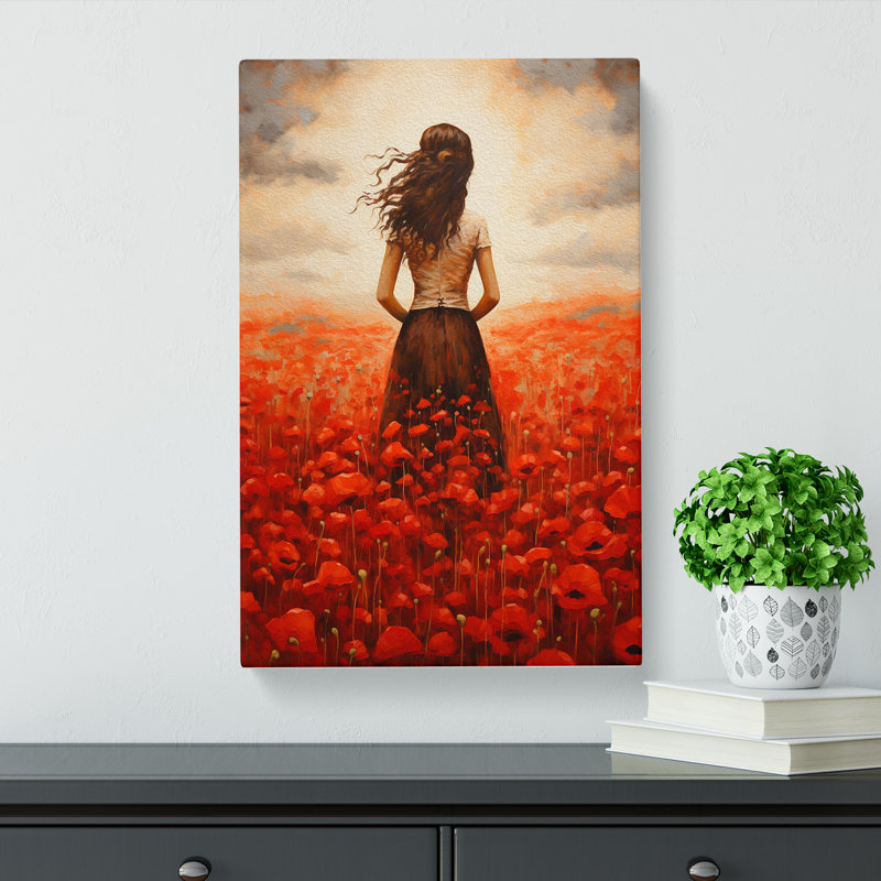 Poppy Field Contemporary - Wrapped Canvas, 50cm H x 35cm W x 3cm D