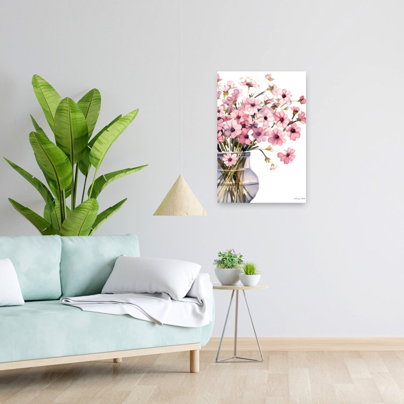 Ensemble de fleurs roses 1 délicat art floral contemporain, H 24 po x l 16 po