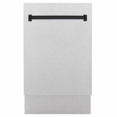 ZLINE Autograph 18 in. Tallac Dishwasher Auto Door Open, 51dBa, Satin Steel Panel, Black Handle