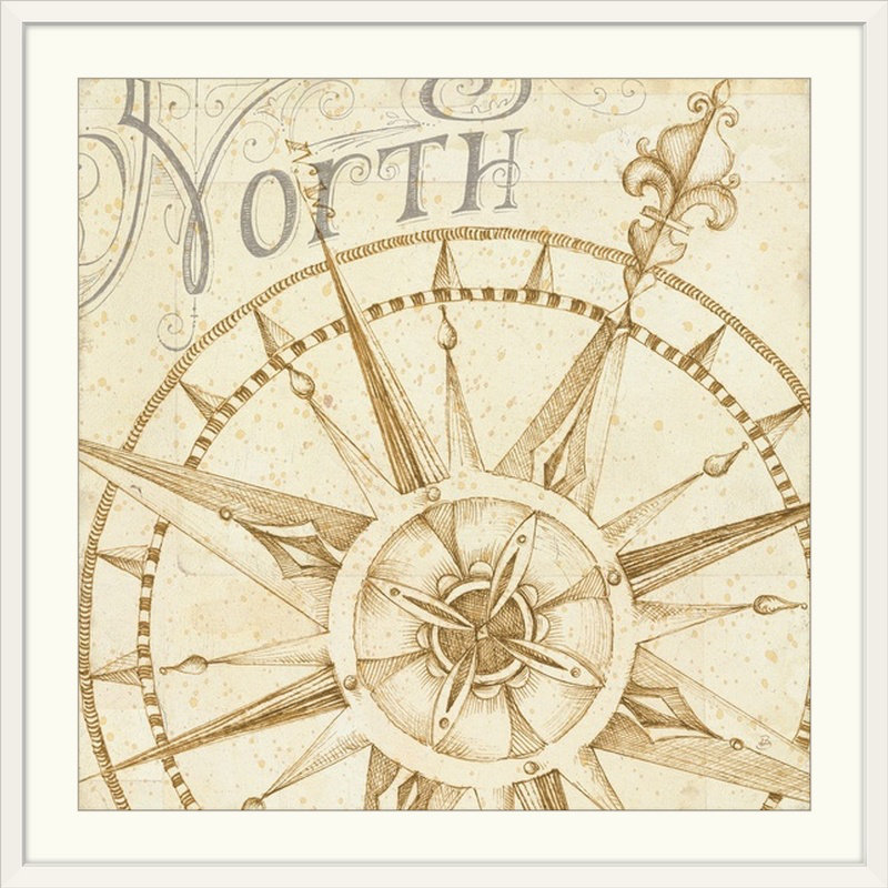 North To South " Coast To Coast Sepia I " by Daphne Brissonnet, White Frame, 20" H x 20" W x 1" D