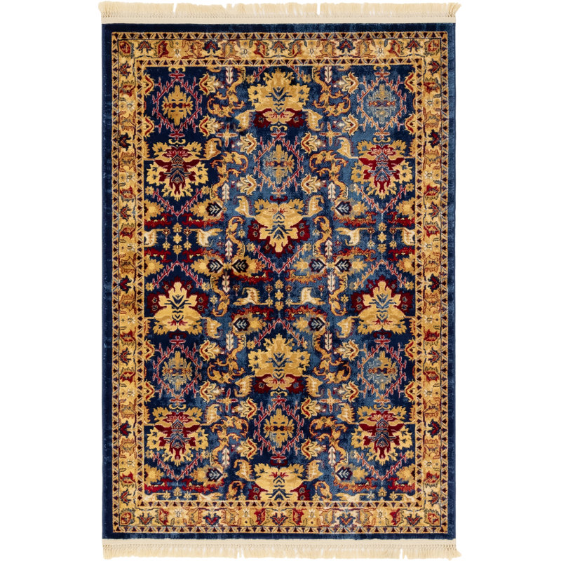 Tapis oriental bleu Angeliya, Rectangle 4 pi x 6 pi
