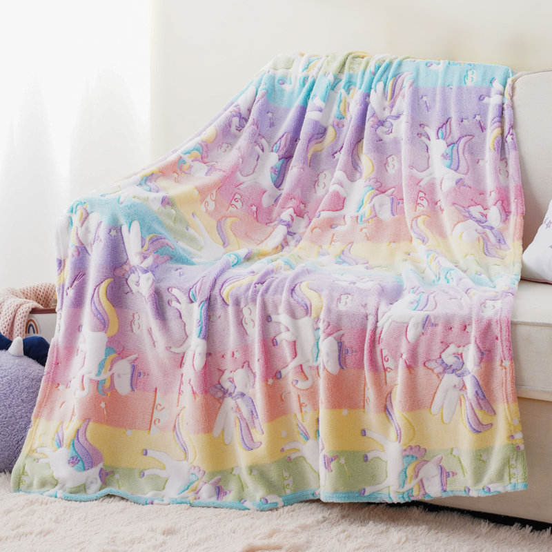 Couverture Glow In The Dark, 50 po x 60 po, Licornes mauves