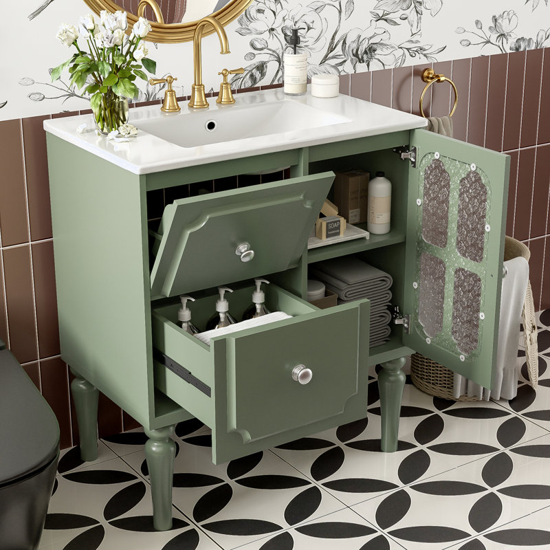 Ensemble de meuble-lavabo avec lavabo en céramique