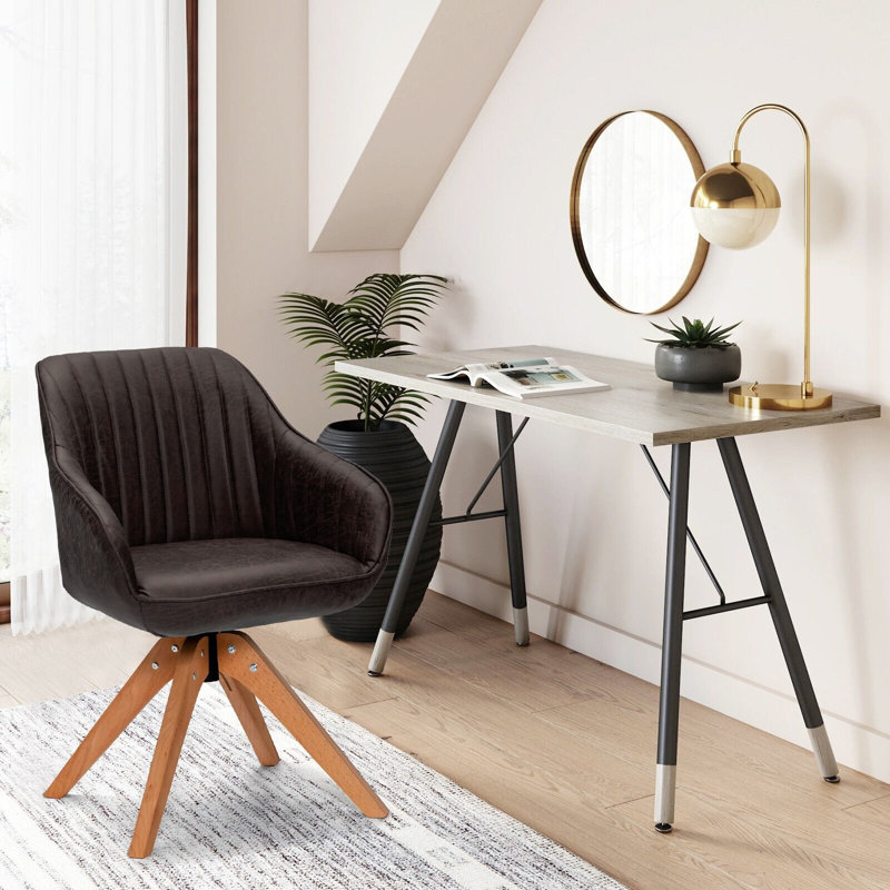 Edesville Faux Leather Swivel Armchair, Brown