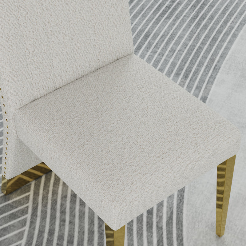 Ensemble de table de salle à manger doré avec 4 chaises de salle à manger Boucle, 8, Noir, Blanc