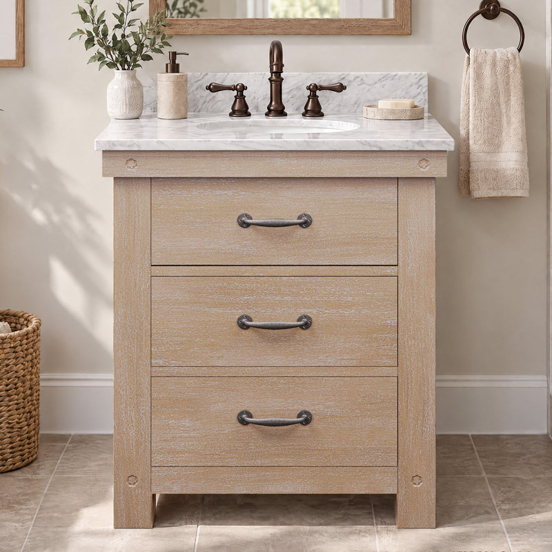 Jessen 30'' W Single Vanity, Toffee Latte, Carrara White