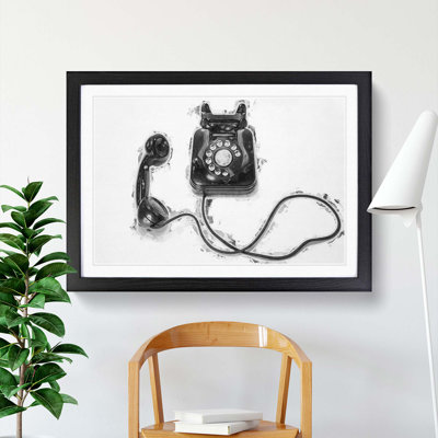 Vintage Telephone in Abstract - Picture Frame Graphic Art Print