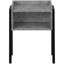 Table de bout contemporaine avec aspect de pierre et pieds en métal noirs robustes