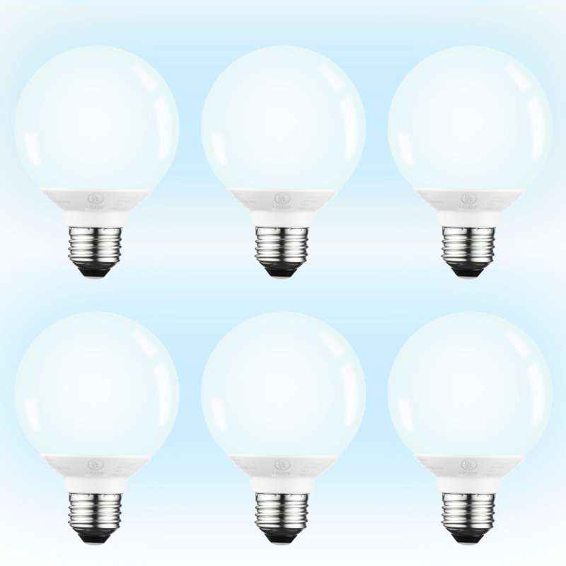 G25 LED Globe Bulb, Dimmable, E26 Base For Bathroom Vanity or Mirror, 5000K