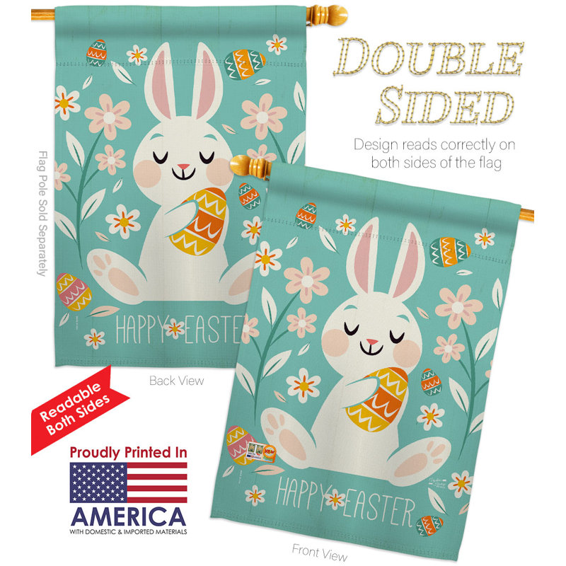 Double Sided 40'' H x 28'' W Polyester Easter House Flag