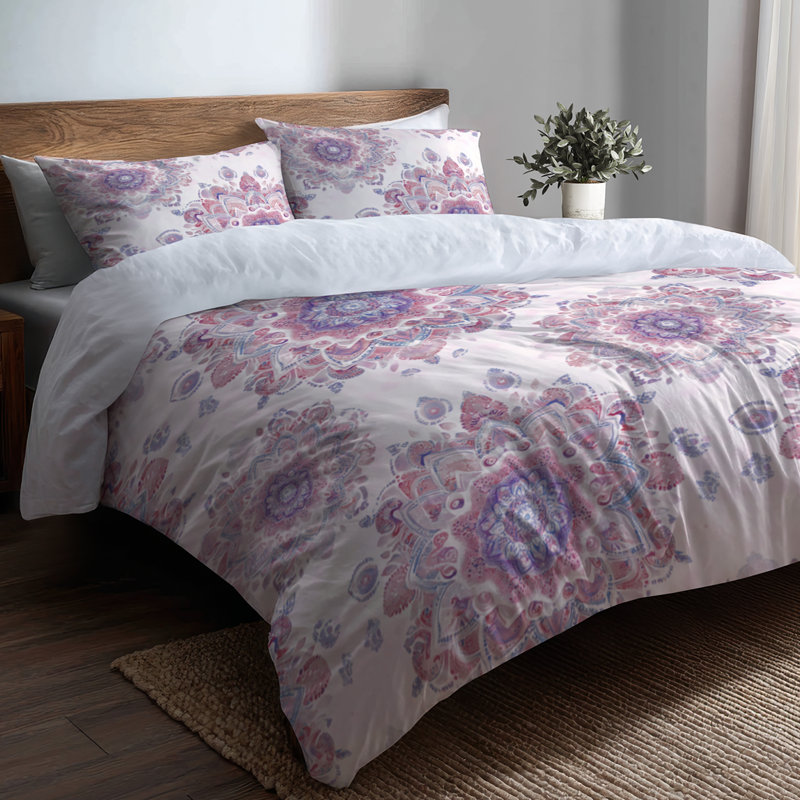 Ensemble de literie 3 pièces Boho, Housse de couette pour grand lit et 2 taies décor